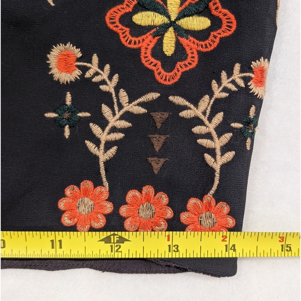 Skylar + Jade Embroidered Floral Crop Top Size M Brown Lined Womens Boho Strappy - Picture 5 of 9